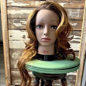 Elegant Blonde with dark root Curly Hair Wig with Natural Shine